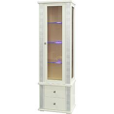 Фото - Шкаф с витриной «Тунис» П6.343.0.19 (П343.19-1Ш), массив дуба, Слоновая кость с серебром