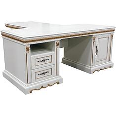 Фото - Стол «Милана 2П» П4.265.2.02(396.02), массив дуба, Слоновая кость с золочением