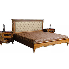 Фото - Кровать двойная «Альба», массив дуба, Палисандр с золочением, 2000x1600 мм, 2145х1800х1170