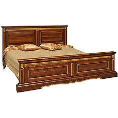 Фото - Кровать двойная «Милана» высокое изножье, массив дуба, Черешня с золочением, без механизма, 2000x1600 мм, 2197х1772х1035