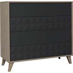 Фото - Комод «Тринити» П6.114.1.02, ЛДСП+МДФ, Антрацит + Гикори Кингстон