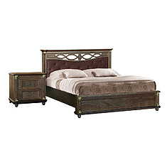 Фото - Кровать двойная «Валенсия Д Классик» с мягким изголовьем, массив дуба, Табак, 2000x1800 мм, 2131х1994х1031