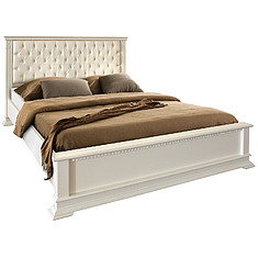 Фото - Кровать двойная «Верди Классик» П3.0487.1.24 с подъёмным механизмом, массив дуба, Слоновая кость с золочением, 2000x1600 мм, 2207×1774×1119