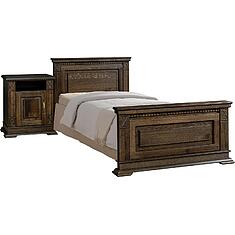 Фото - Кровать одинарная «Верди Классик» с высоким изножьем П3.0487.1.09, массив дуба, Венге, с механизмом, 2000x900 мм, 2187×1074×851