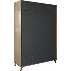 Фото - Шкаф для одежды «Тринити» П6.114.1.01, ЛДСП+МДФ, Антрацит + Гикори Кингстон