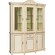 Фото - Шкаф комбинированный 3д «Валенсия Классик» П3.0589.0.03, массив березы, Античная темпера с золочением