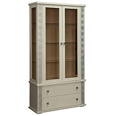 Фото - Шкаф с витриной «Тунис» П6.343.0.20 (П343.20Ш), массив дуба, Слоновая кость с серебром