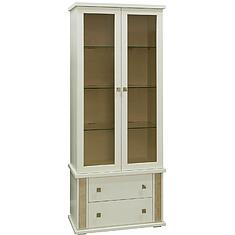 Фото - Шкаф с витриной «Тунис» П6.343.0.22 (П343.22Ш), ДСП+шпон, Слоновая кость с золочением