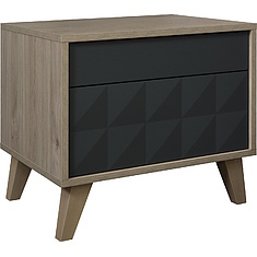 Фото - Тумба прикроватная «Тринити» П6.114.1.04, ЛДСП+МДФ, Антрацит + Гикори Кингстон