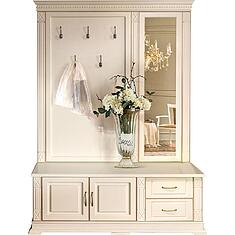 Фото - Тумба с вешалкой и зеркалом «Верди Классик» П3.0487.3.04, массив дуба, Слоновая кость с золочением