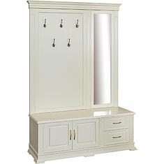 Фото - Тумба с вешалкой и зеркалом «Верди Классик» П3.0487.3.04, массив дуба, Слоновая кость