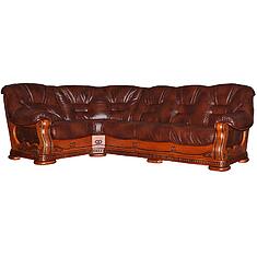 Фото - Угловой диван «Консул 2020/2020(-С)» (3mL/R901R/L), натуральная кожа, Черешня, 120 группа