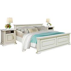 Фото - Кровать двойная «Верди Классик» с высоким изножьем П3.0487.1.16, массив дуба, Слоновая кость, без механизма, 2000x1400 мм, 2187х1574х851