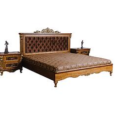 Фото - Кровать двойная «Альба» (декор. изголовье), массив дуба, Палисандр с золочением, 2000x1600 мм, 2145х1800х1350