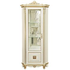 Фото - Шкаф с витриной «Алези Люкс» П1.349.0.13-01 (П350.13-01л), массив дуба, Слоновая кость с золочением