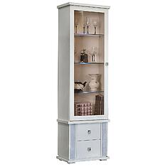 Фото - Шкаф с витриной «Тунис» П6.343.0.21-01 (П343.21Ш), ДСП+шпон, Слоновая кость с серебром