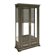 Фото - Шкаф-витрина 2д «Верди Классик» П1.0487.0.21, массив дуба, Венге