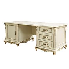 Фото - Стол письменный 2т «Алези» П1.350.2.04 (П395.04), массив дуба, Слоновая кость с золочением