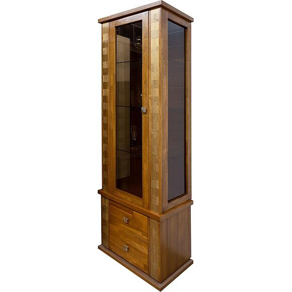 Шкаф с витриной «Тунис» П6.343.0.19-01 (П343.19Ш), Материал: массив дуба, Цвет: дуб рустикаль с золочением (34319.jpg) Шкаф с витриной «Тунис» П6.343.0.19-01 (П343.19Ш)