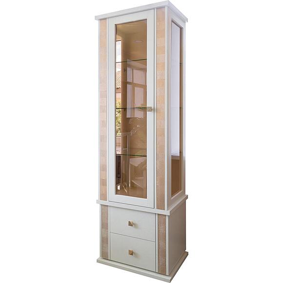 Шкаф с витриной «Тунис» П6.343.0.19-01 (П343.19Ш), Материал: массив дуба, Цвет: Слоновая кость с золочением (34319sl.jpg) Шкаф с витриной «Тунис» П6.343.0.19-01 (П343.19Ш)