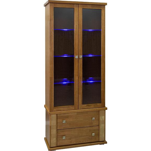 Шкаф с витриной «Тунис» П6.343.0.22 (П343.22Ш), Материал: ДСП+шпон, Цвет: Медовый с золочением (4J4A1237.jpg) Шкаф с витриной «Тунис» П6.343.0.22 (П343.22Ш)