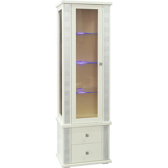 Шкаф с витриной «Тунис» П6.343.0.19-01 (П343.19Ш), Материал: массив дуба, Цвет: Слоновая кость с серебром (4J4A1273.jpg) Шкаф с витриной «Тунис» П6.343.0.19-01 (П343.19Ш)