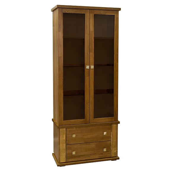 Шкаф с витриной «Тунис» П6.343.0.22 (П343.22Ш), Материал: ДСП+шпон, Цвет: дуб рустикаль с золочением (Dub_rustikal_s_zolocheniem_Shkaf_Tunis_P343-22SH.jpg) Шкаф с витриной «Тунис» П6.343.0.22 (П343.22Ш)