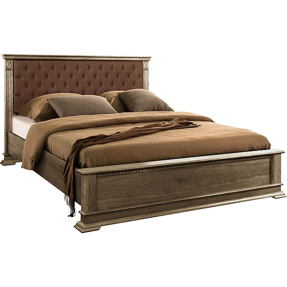 Кровать двойная «Верди Классик» П3.0487.1.24 с подъёмным механизмом, Материал: массив дуба, Цвет: Табак, Спальное место: 2000x1600 мм, Размер: 2207×1774×1119 (Krovat_2-16_Verdi_P3-487-1-24_tabak.jpg) Кровать двойная «Верди Классик» П3.0487.1.24 с подъёмным механизмом