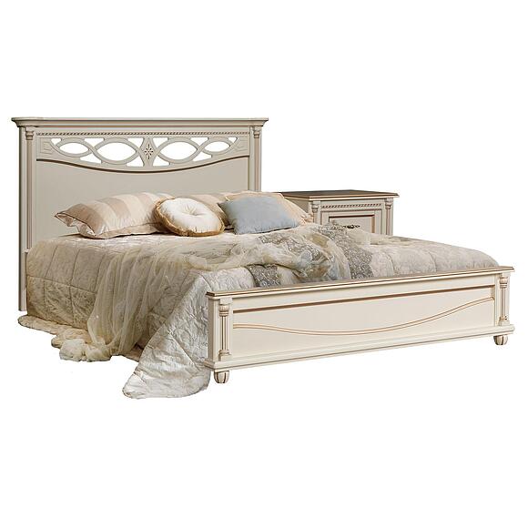 Кровать «Валенсия Классик», Материал: массив березы, Цвет: Античная темпера с золочением, Спальное место: 2000x1400 мм, Размер: 2131х1594х1031 (Krovat_Valensiya14M_P254-47_antiq_tempera_zoloto-2-3.jpg) Кровать «Валенсия Классик»