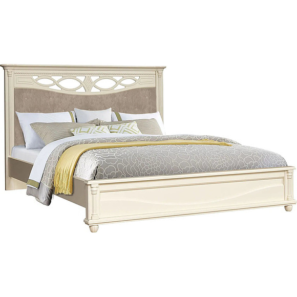 Кровать двойная «Валенсия Классик» с мягким изголовьем, Материал: массив березы, Цвет: Античная темпера, Спальное место: 2000x1600 мм, Размер: 2131х1794х1211 (Krovat_Valensiya2MP_P254-53_antiq_tempera-1_.jpg) Кровать двойная «Валенсия Классик» с мягким изголовьем