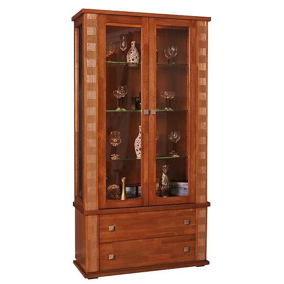 Шкаф с витриной «Тунис» П6.343.0.20 (П343.20Ш), Материал: массив дуба, Цвет: Медовый с золочением (Medovyj_s_zolocheniem_Shkaf_s_vitrinoj_Tunis_P343-20SH.jpg) Шкаф с витриной «Тунис» П6.343.0.20 (П343.20Ш)