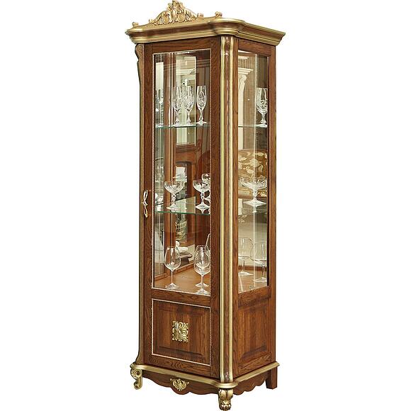 Шкаф-витрина «Алези Люкс» П1.349.0.08 (П350.08л), Материал: массив дуба, Цвет: Античная бронза с золочением (P350_08l.jpg) Шкаф-витрина «Алези Люкс» П1.349.0.08 (П350.08л)