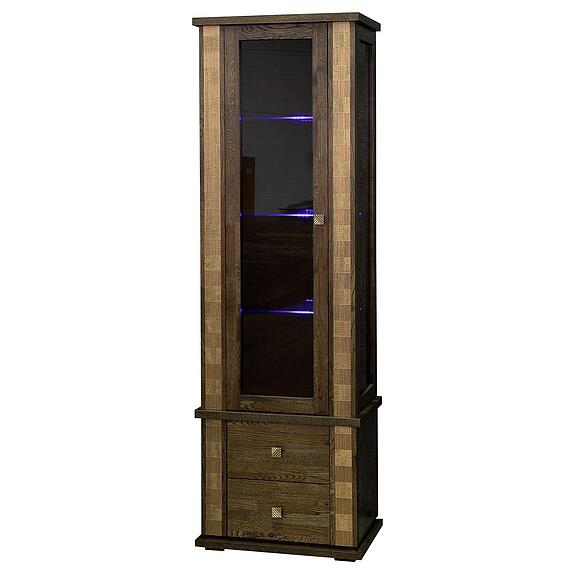 Шкаф с витриной «Тунис» П6.343.0.19-01 (П343.19Ш), Материал: массив дуба, Цвет: Венге c золочением (Shkaf_Tunis_P343-19SH_venge-2.jpg) Шкаф с витриной «Тунис» П6.343.0.19-01 (П343.19Ш)