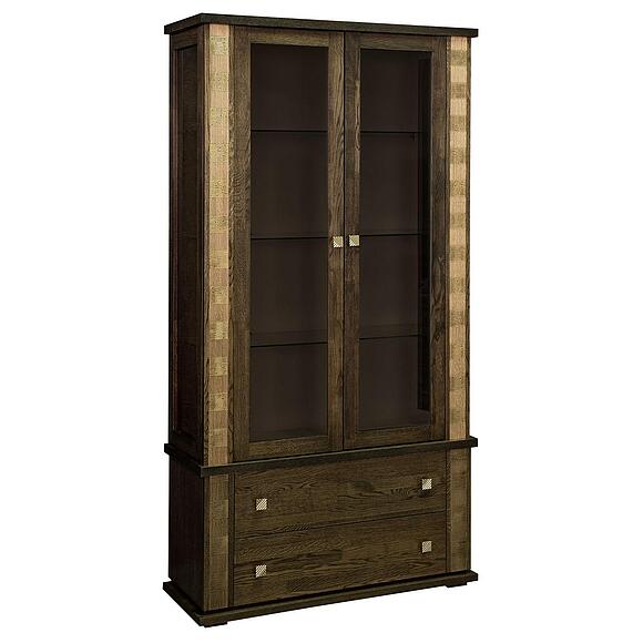 Шкаф с витриной «Тунис» П6.343.0.20 (П343.20Ш), Материал: массив дуба, Цвет: Венге c золочением (Shkaf_Tunis_P343-20SH_venge_zoloto2.jpg) Шкаф с витриной «Тунис» П6.343.0.20 (П343.20Ш)