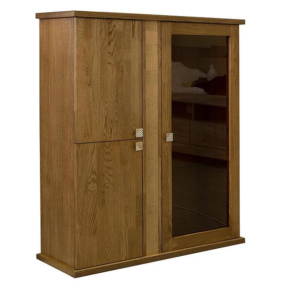 Шкаф комбинированный навесной «Тунис» П6.343.0.28 (П343.28Ш), Материал: ДСП+шпон, Цвет: дуб рустикаль с золочением (Shkaf_Tunis_P343-28SH_dubrustikal_zoloto.jpg) Шкаф комбинированный навесной «Тунис» П6.343.0.28 (П343.28Ш)