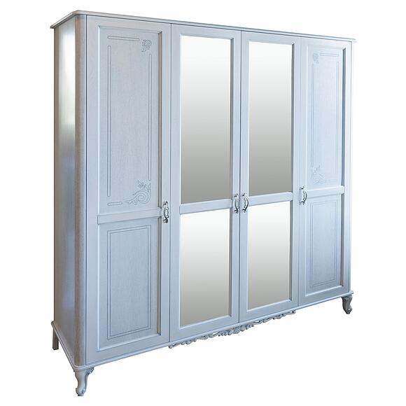 Шкаф для одежды 4д «Флорентина» БМ2.851.1.27-01(2678-01), Материал: МДФ, облицованная шпоном дуба, Цвет: белый агат (Shkaf_florentina_2678-01_BM851_belii_agat-1.jpg) Шкаф для одежды 4д «Флорентина» БМ2.851.1.27-01(2678-01)