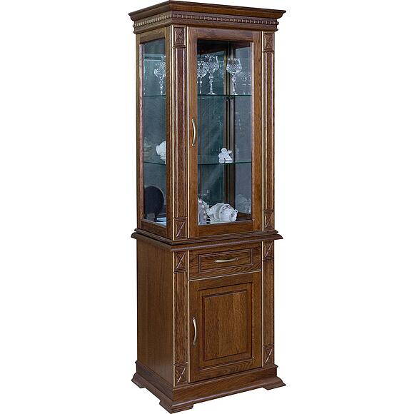 Шкаф комбинированный «Верди Классик» П1.0487.0.34, Материал: массив дуба, Цвет: Черешня с золочением (Shkaf_kombinirovannii_Verdi_Luks_1z_P487-34z_chereshnya_s_zolocheniem-1.jpg) Шкаф комбинированный «Верди Классик» П1.0487.0.34