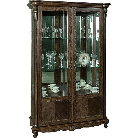 Шкаф с витриной «Алези» П1.350.0.19 (П350.19), Материал: массив дуба, Цвет: Табак (Shkaf_s_vetrina_Alezi_2_P350-19_tabak.jpg) Шкаф с витриной «Алези» П1.350.0.19 (П350.19)