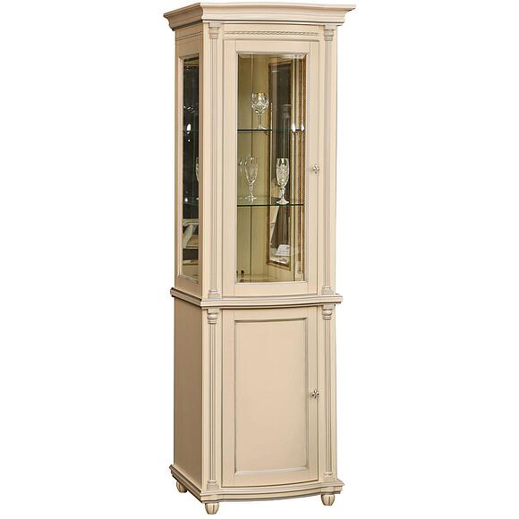 Шкаф комбинированный «Валенсия Классик» П3.0589.0.01-01, Материал: массив березы, Цвет: Античная темпера с серебром (Shkaf_s_vitrinoi_Valensia_1z_244-14-1_antichnaia_tempera_s_serebrom-2.jpg) Шкаф комбинированный «Валенсия Классик» П3.0589.0.01-01