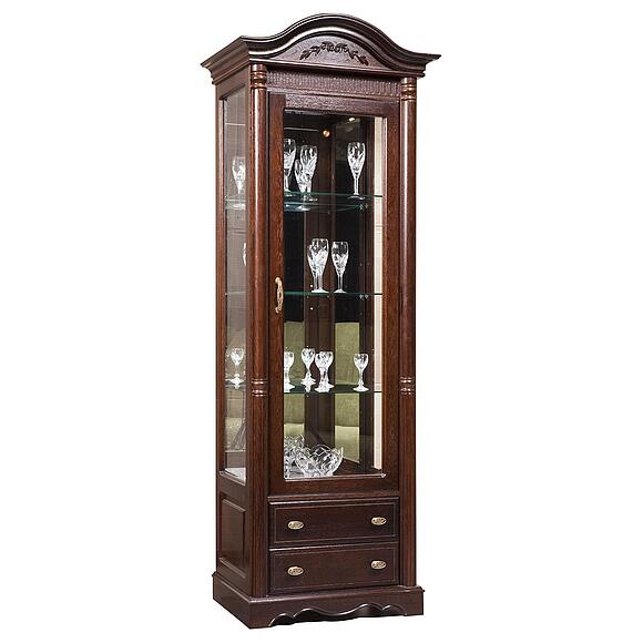 Шкаф-витрина «Паола» БМ2.671.0.05(2102), Материал: массив дуба, Цвет: Горячий шоколад (Shkaf_s_vitrinoj_Paola-2102_BM670_goryachii_shokolad.jpg) Шкаф-витрина «Паола» БМ2.671.0.05(2102)