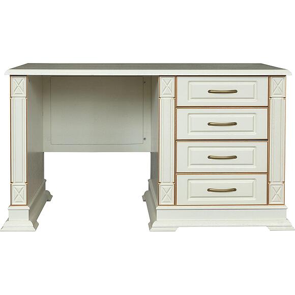 Стол письменный «Верди Классик» П3.0487.2.09, Материал: массив дуба, Цвет: Слоновая кость с золочением (Stol_VerdiLux9_P432-14_slonkost_zoloto_2-1.jpg) Стол письменный «Верди Классик» П3.0487.2.09