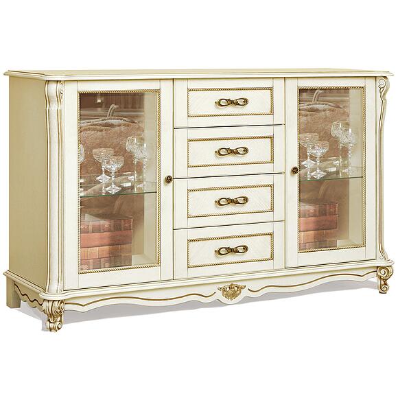 Тумба «Алези» П1.350.0.01 (П350.01), Материал: массив дуба, Цвет: Слоновая кость с золочением (Tumba_3z_P350-2.jpg) Тумба «Алези» П1.350.0.01 (П350.01)