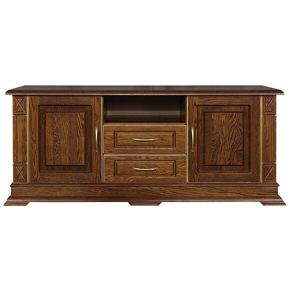 Тумба ТВ «Верди Классик» П1.0487.0.10, Материал: массив дуба, Цвет: Черешня с золочением (Tumba_VerdiLuxTV2-1_P487-48_chereshnya_zoloto-1.jpg) Тумба ТВ «Верди Классик» П1.0487.0.10