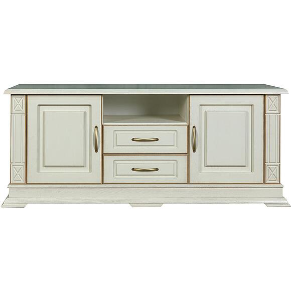 Тумба ТВ «Верди Классик» П1.0487.0.10, Материал: массив дуба, Цвет: Слоновая кость с золочением (Tumba_VerdiLuxTV2-1_P487-48_slonkost_zoloto-1.jpg) Тумба ТВ «Верди Классик» П1.0487.0.10