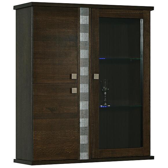 Шкаф комбинированный навесной «Тунис» П6.343.0.28 (П343.28Ш), Материал: ДСП+шпон, Цвет: Венге с серебром (Venge_s_serebrom_Shkaf_navesnoj_Tunis_P343-28SH.jpg) Шкаф комбинированный навесной «Тунис» П6.343.0.28 (П343.28Ш)