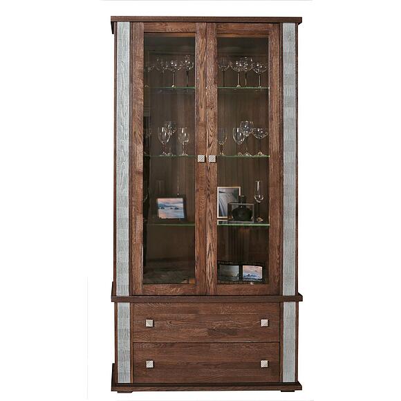 Шкаф с витриной «Тунис» П6.343.0.20 (П343.20Ш), Материал: массив дуба, Цвет: Венге с серебром (Venge_s_serebrom_Shkaf_s_vitrinoj_Tunis_P343-20SH_.jpg) Шкаф с витриной «Тунис» П6.343.0.20 (П343.20Ш)