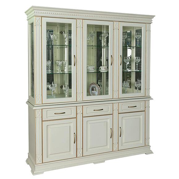 Шкаф комбинированный 3д «Верди Классик» П1.0487.0.20, Материал: массив дуба, Цвет: Слоновая кость с золочением (Verdi_3z_P487-20z-1.jpg) Шкаф комбинированный 3д «Верди Классик» П1.0487.0.20