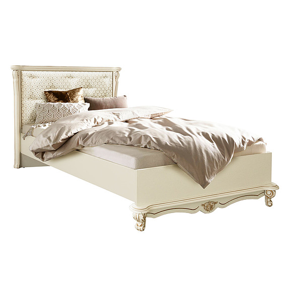 Кровать одинарная 1-09 «Алези» П1.350.1.36, Материал: массив дуба, Цвет: Слоновая кость с золочением, Механизм трансформации: без механизма, Спальное место: 2000х900 мм, Размер: 2180х1152х1045 (alezi_1-09_slonovaya_roct_s_zolocheniem_myagkoe-2.jpg) Кровать одинарная 1-09 «Алези» П1.350.1.36