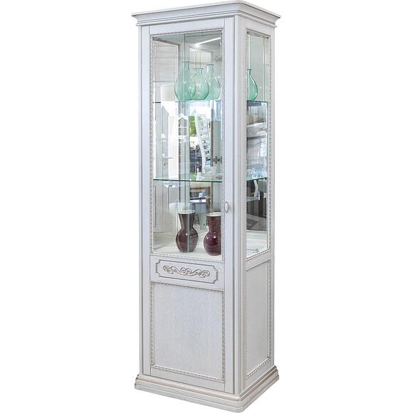 Шкаф-витрина «Бристоль» П3.588.0.01-01, Материал: массив дуба, Цвет: Молоко + розовый жемчуг (bristol_3-588-0-01-01.jpg) Шкаф-витрина «Бристоль» П3.588.0.01-01