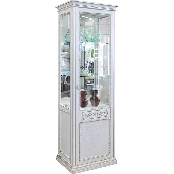 Шкаф-витрина «Бристоль» П3.588.0.01, Материал: массив дуба, Цвет: Молоко + розовый жемчуг (bristol_3-588-0-01.jpg) Шкаф-витрина «Бристоль» П3.588.0.01